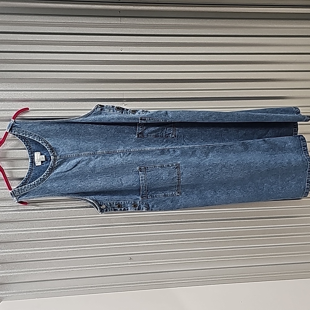 CJ Banks * Jumper Dress * Women's Plus Size 14W * Blue Denim * Pockets * Y2K